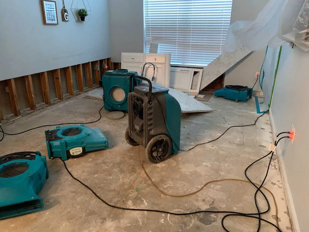 Dehumidifier in flood-cut room for Water Damage Restoration in Ponchatoula